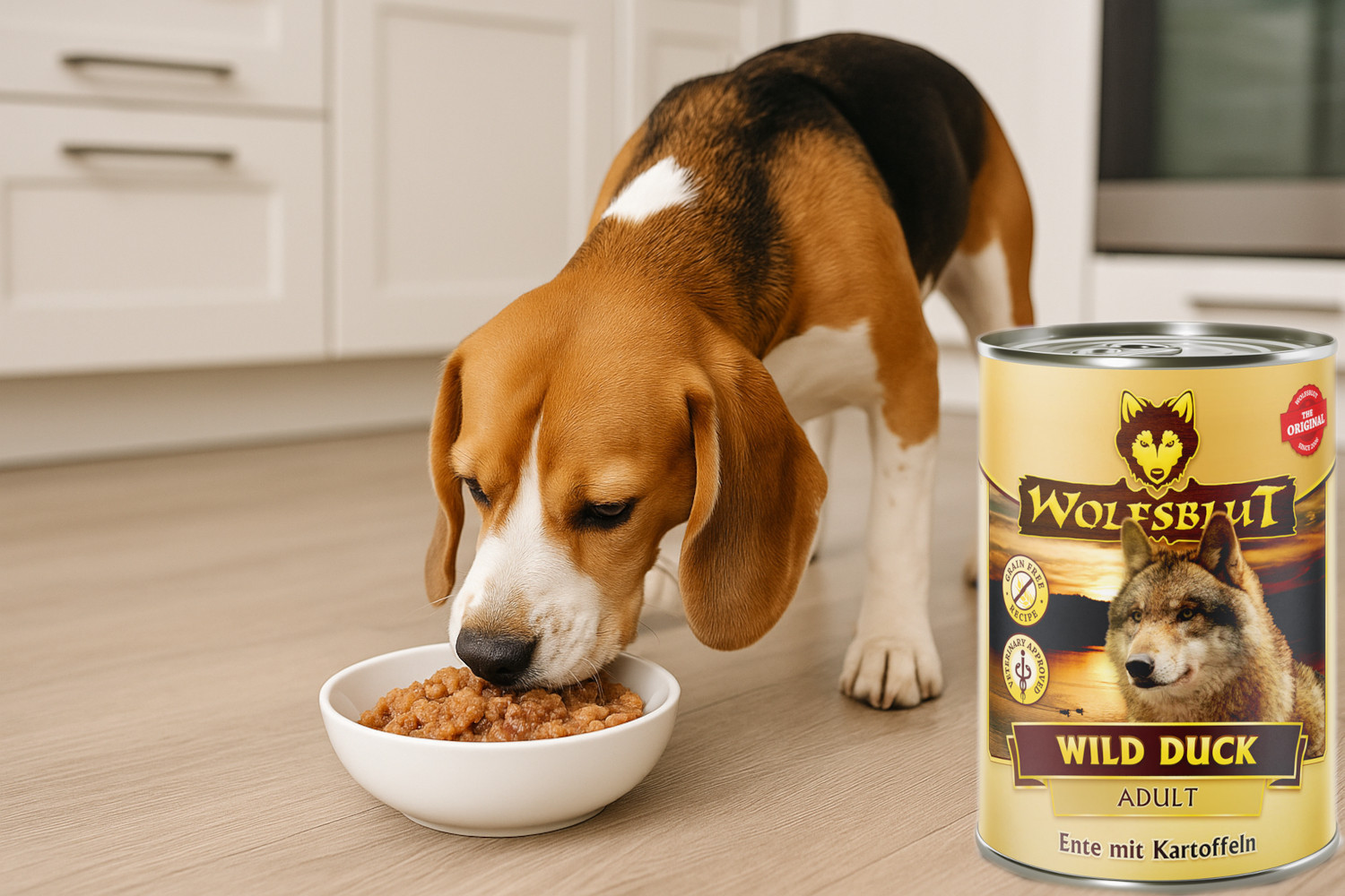 WOLFSBLUT Wild Duck Duck with potatoes - Nassfutter für Hunde - 6x395g - foto 3