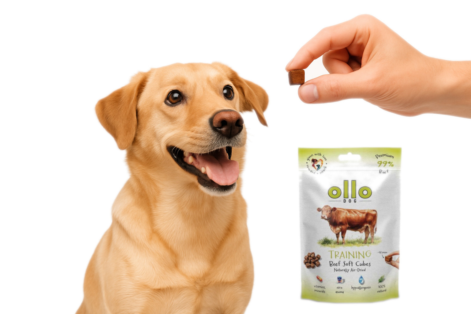 OLLO Air Dried Training Beef Cubes - leckerli für hunde - 80g - foto 4