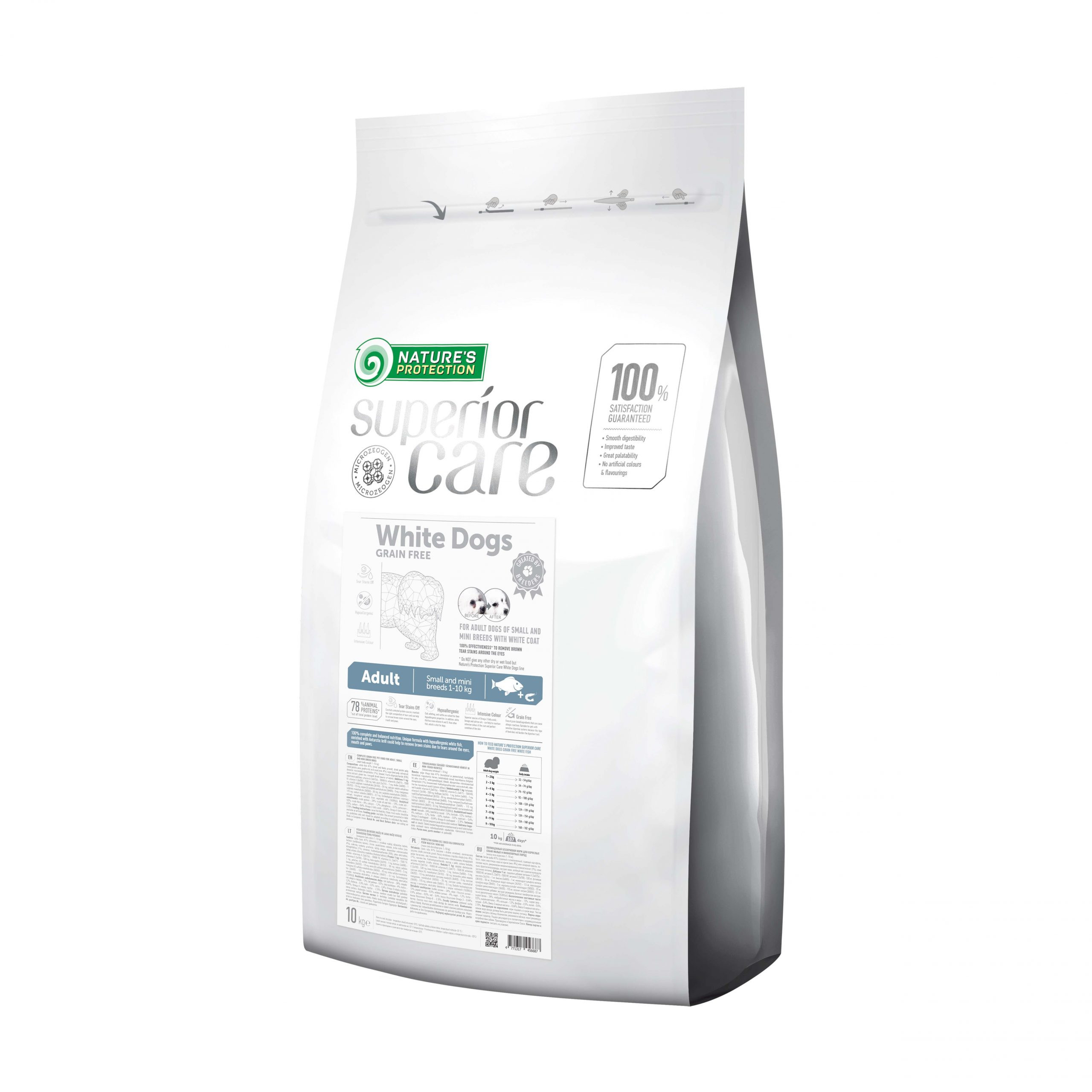 NATURE'S PROTECTION Superior Care White Dogs Grain Free Adult Small Białoryba – Trockenfutter für Hunde – 10 kg - foto 1