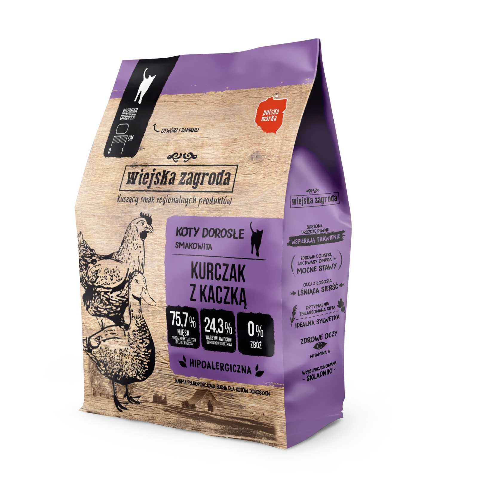 WIEJSKA ZAGRODA Chicken with duck - trockenfutter für Katzen - 400g - foto 1