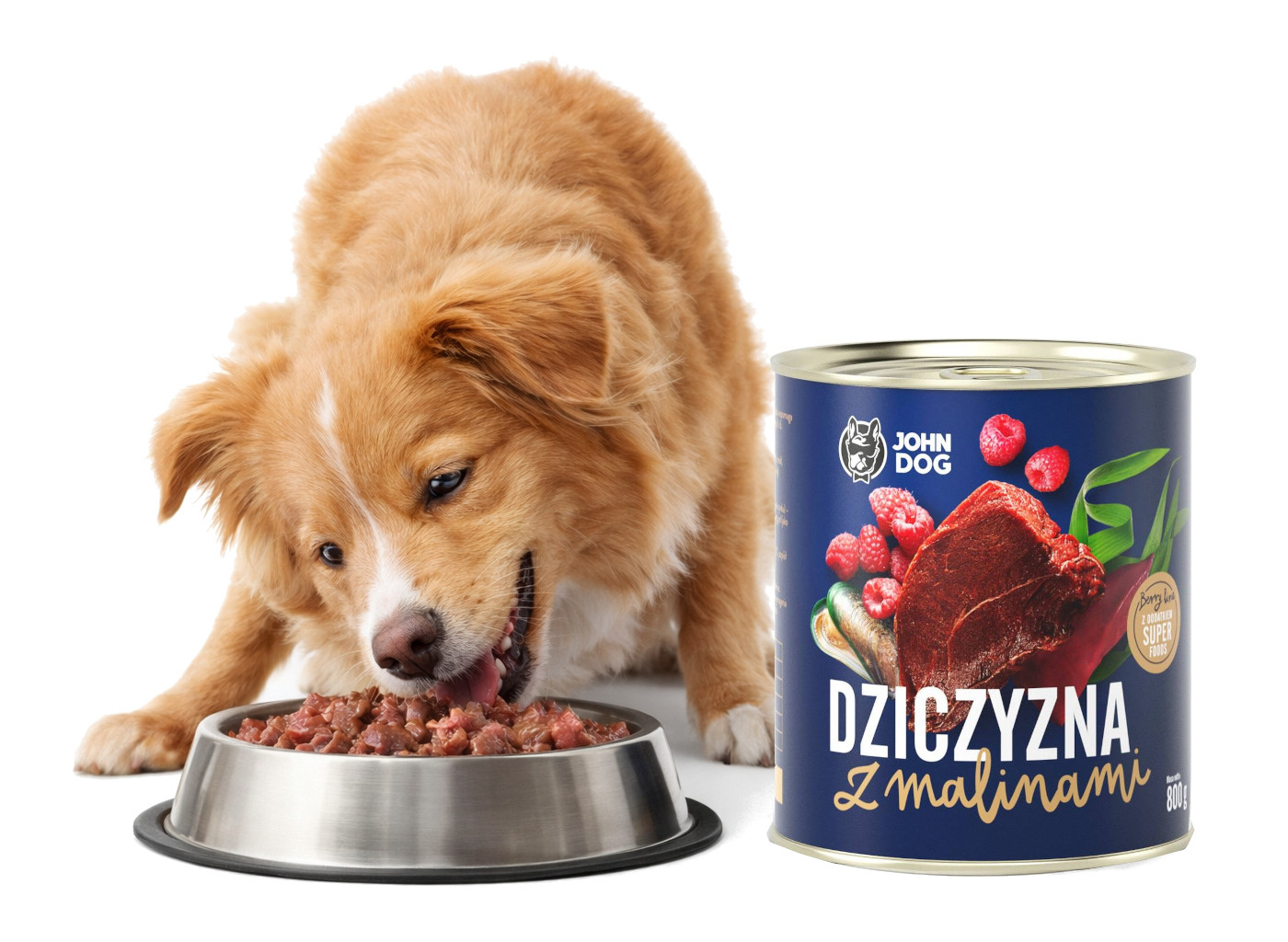 JOHN DOG Berry Line Adult Game with raspberries - Nassfutter für Hunde - 800g - foto 3