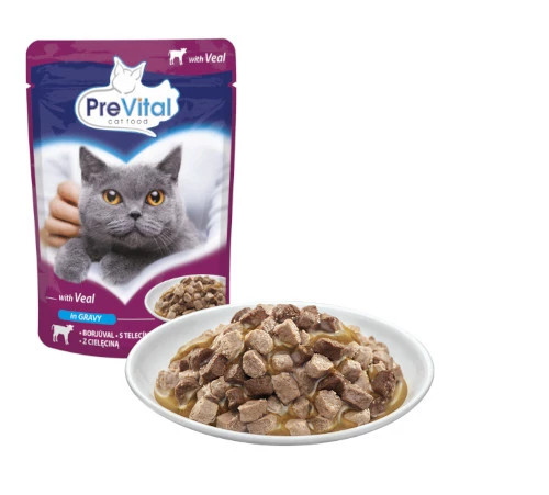 PREVITAL Katzenfutter Mix 4 Geschmacksrichtungen Huhn, Kalb, Lachs, Geflügel – Nassfutter für Katzen – 96 x 100 g - foto 5