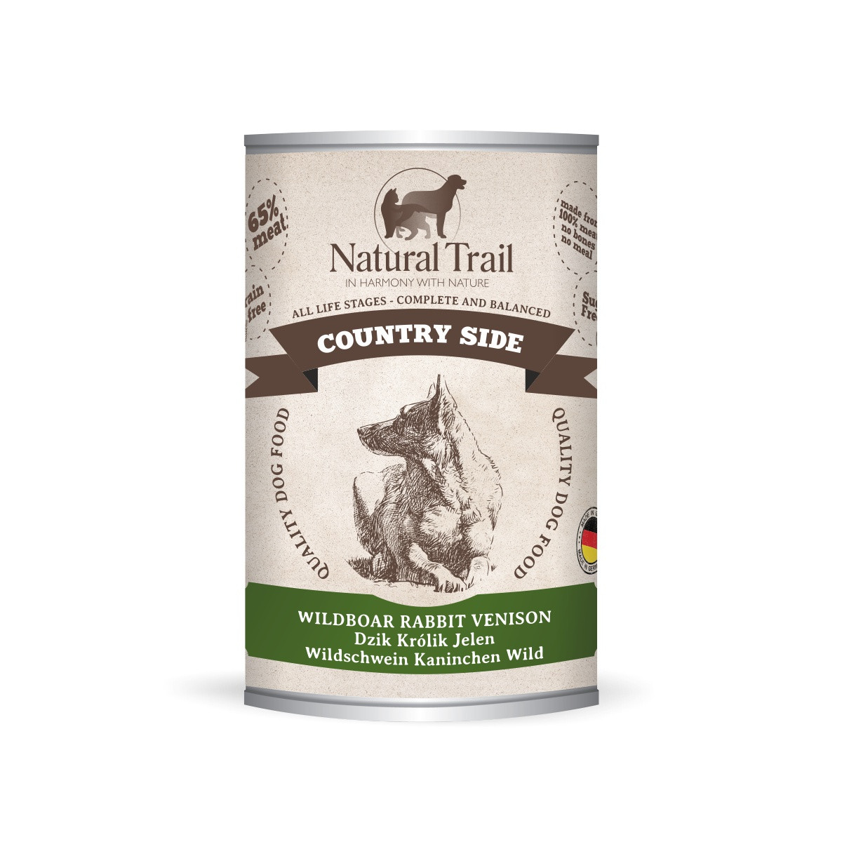 NATURAL TRAIL Country Side Wildschwein Kaninchen Hirsch - Nassfutter für Hunde - 400 g - foto 2