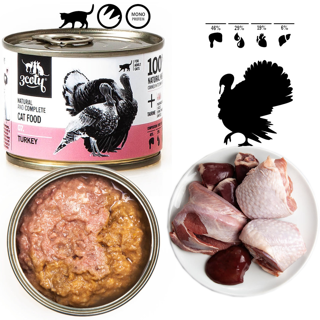 3COTY 07. Turkey - nassfutter für Katzen - 6x180g - foto 2