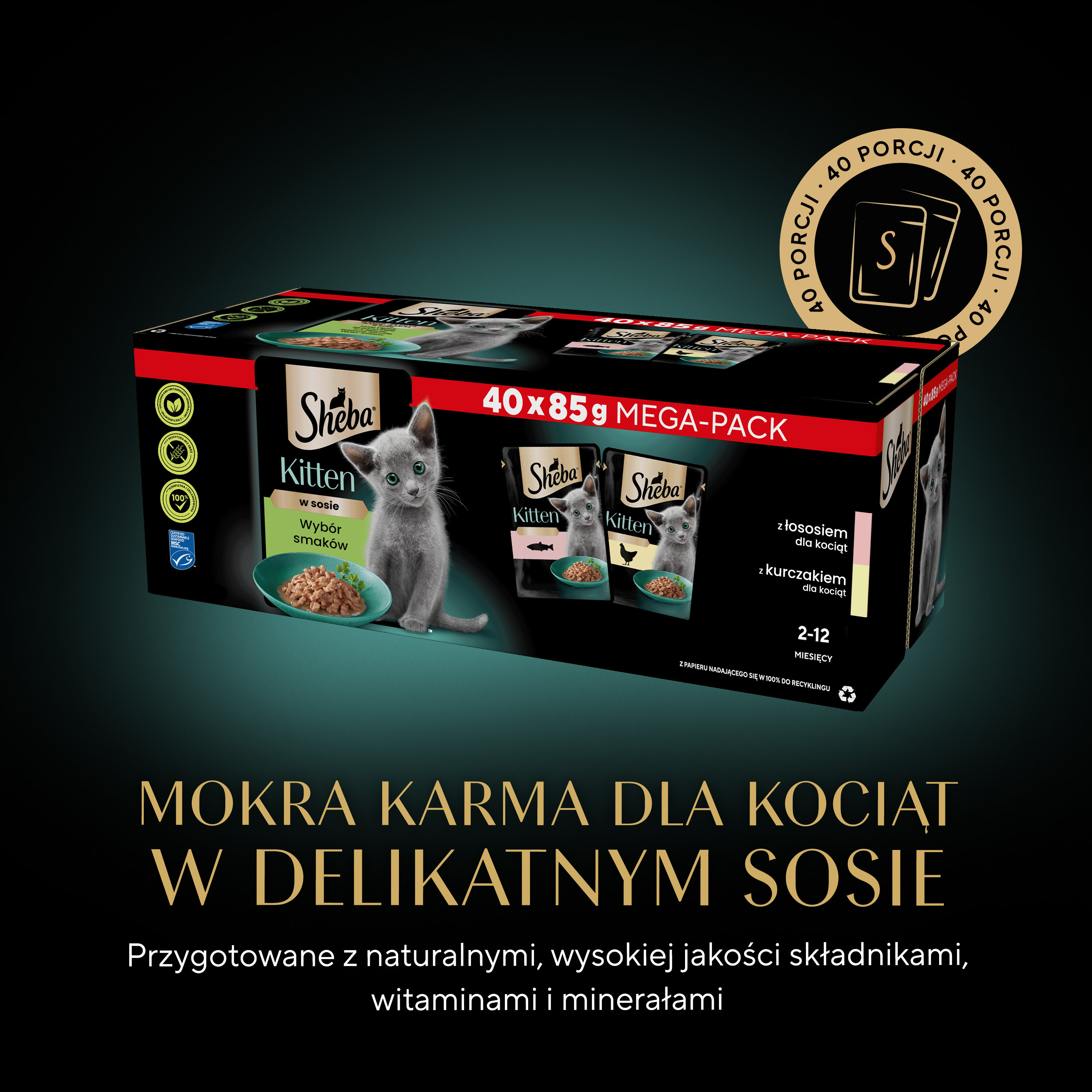 SHEBA Kitten Selection of Flavours in Sauce - Nassfutter für Katzen - 40x85 g - foto 1