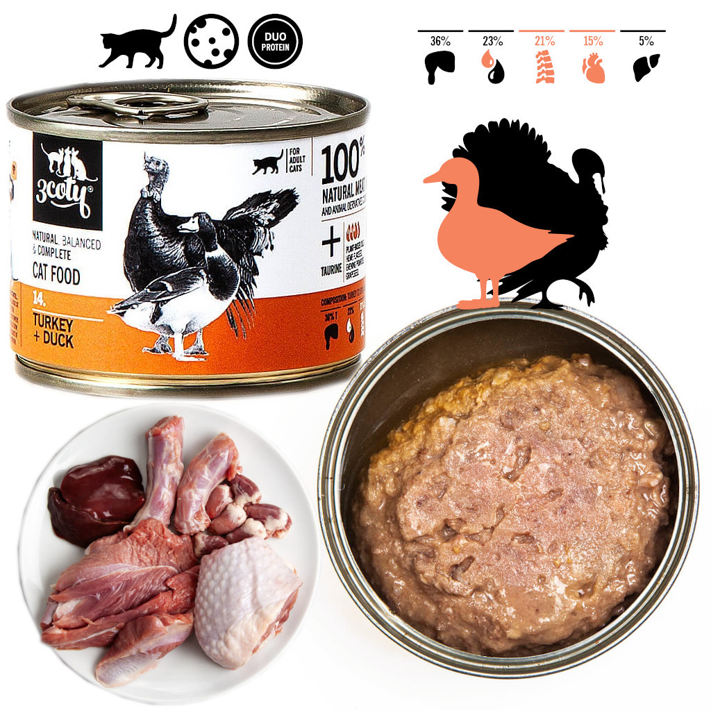3COTY 14. Turkey and duck - nassfutter für Katzen - 180g - foto 2
