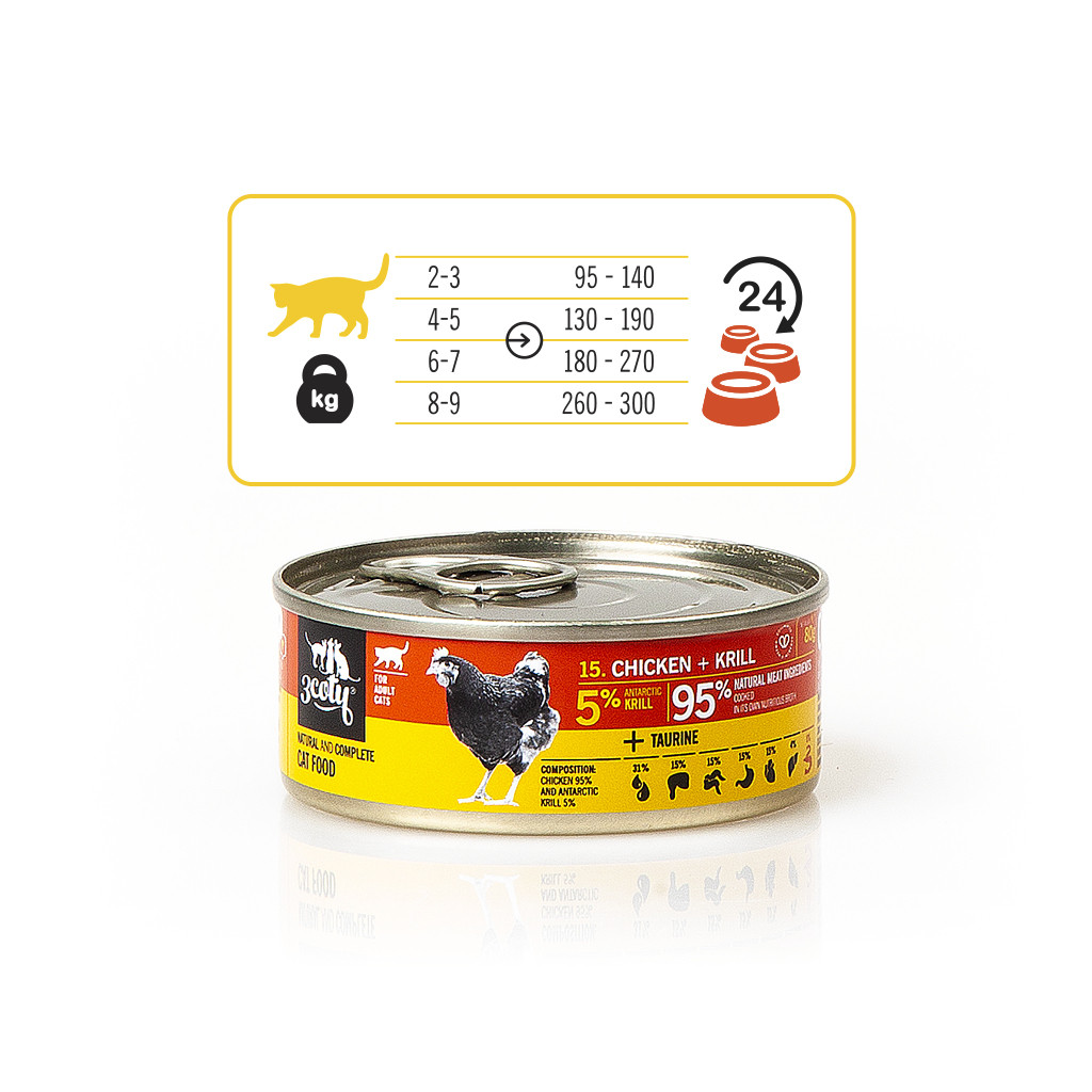 3COTY Chicken with krill - nassfutter für Katzen - 24x80g - foto 6