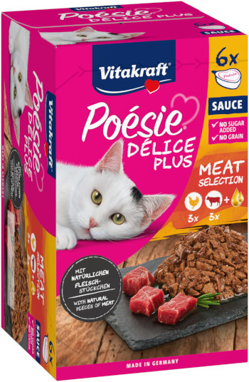VITAKRAFT POESIE DELICE PLUS Huhn und Rind – Nassfutter für Katzen – 6x85g - foto 1