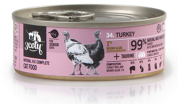 3COTY Turkey Senior - nassfutter für Katzen - 6x80g - foto 9