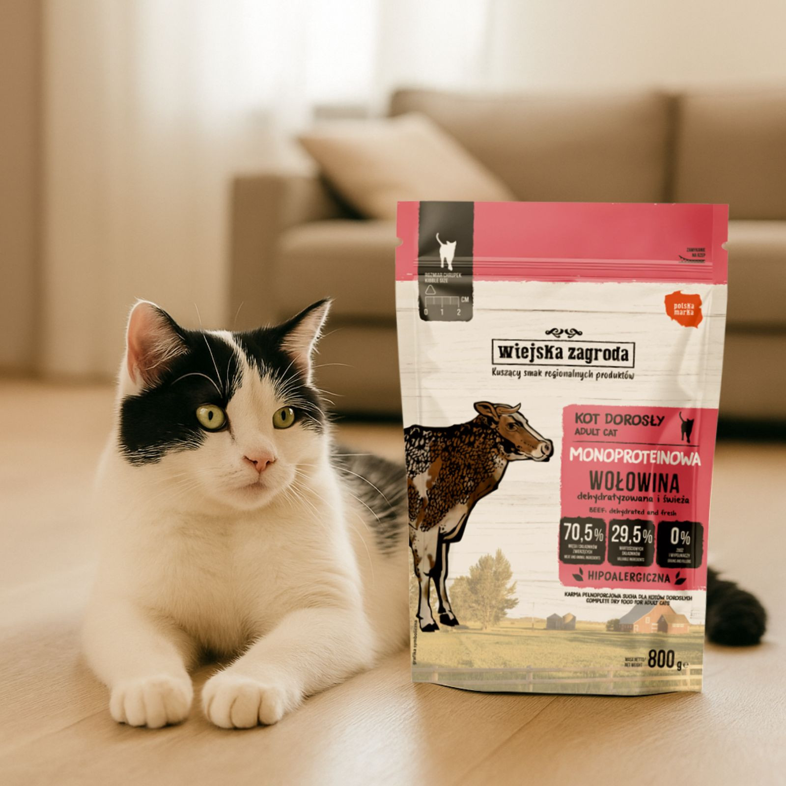 WIEJSKA ZAGRODA Monoprotein Beef - trockenfutter für Katzen - 800g - foto 5
