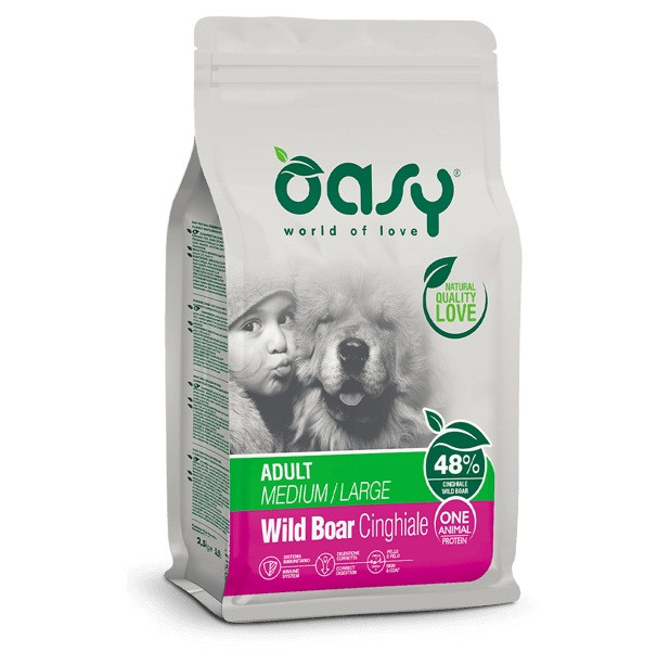 OASY One Animal Protein Adult Medium/Large Wild Boar - trockenfutter für Hunde - 12kg - foto 1