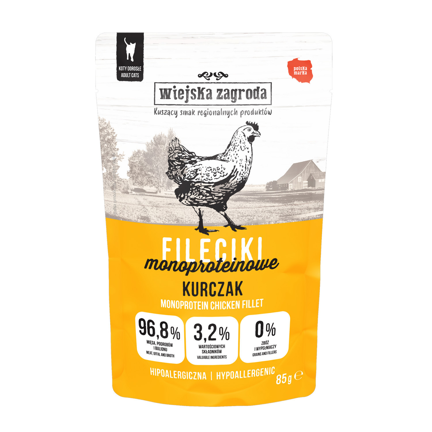 WIEJSKA ZAGRODA Hähnchen-Monoproteinfilets – Nassfutter für Katzen – 85g - foto 1