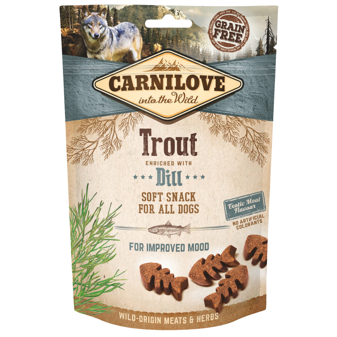 CARNILOVE SEMI-MOIST SOFT SNACK Trout Enriched with Dill - Hundeleckerli - 200 g - foto 1