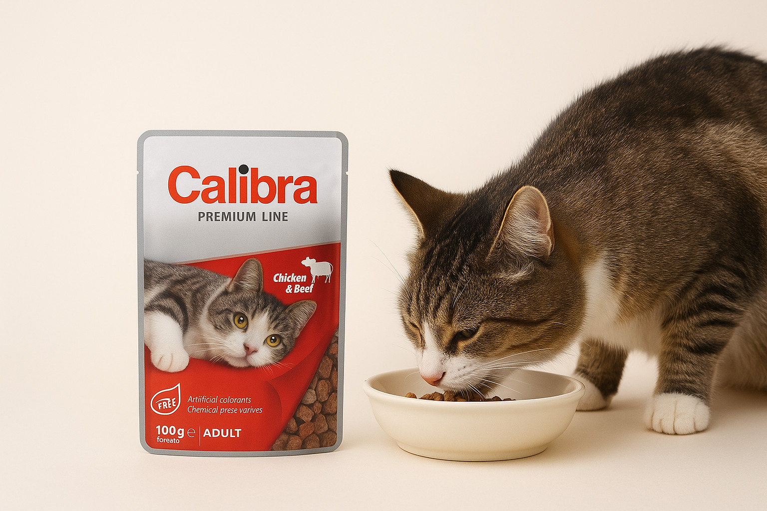 CALIBRA Cat Premium Adult Chicken & Beef - Nassfutter für Katzen - 6x100g - foto 2