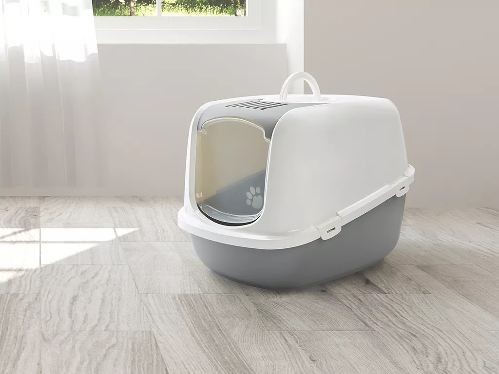 SAVIC Nestor Jumbo Weiß-Grau – geschlossene Katzentoilette – 66,5x48,5x46,5 cm – 1 Stk. - foto 4