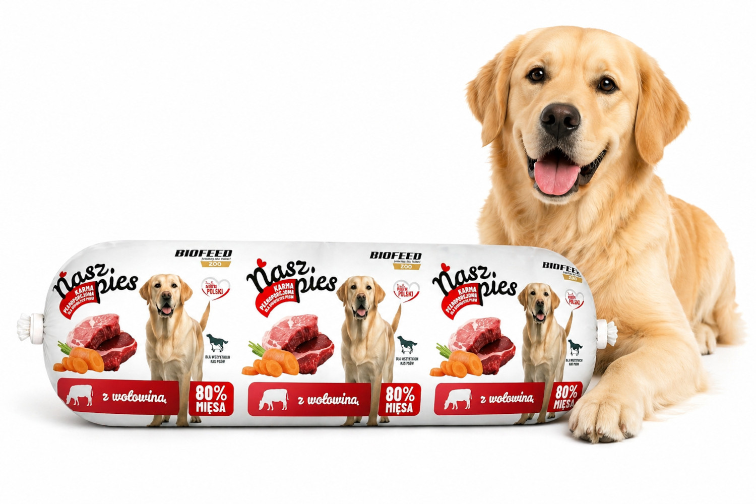 BIOFEED Nasz Pies Fleischwurst Mix 2 Sorten – Nassfutter für Hunde – 29x1 kg - foto 6