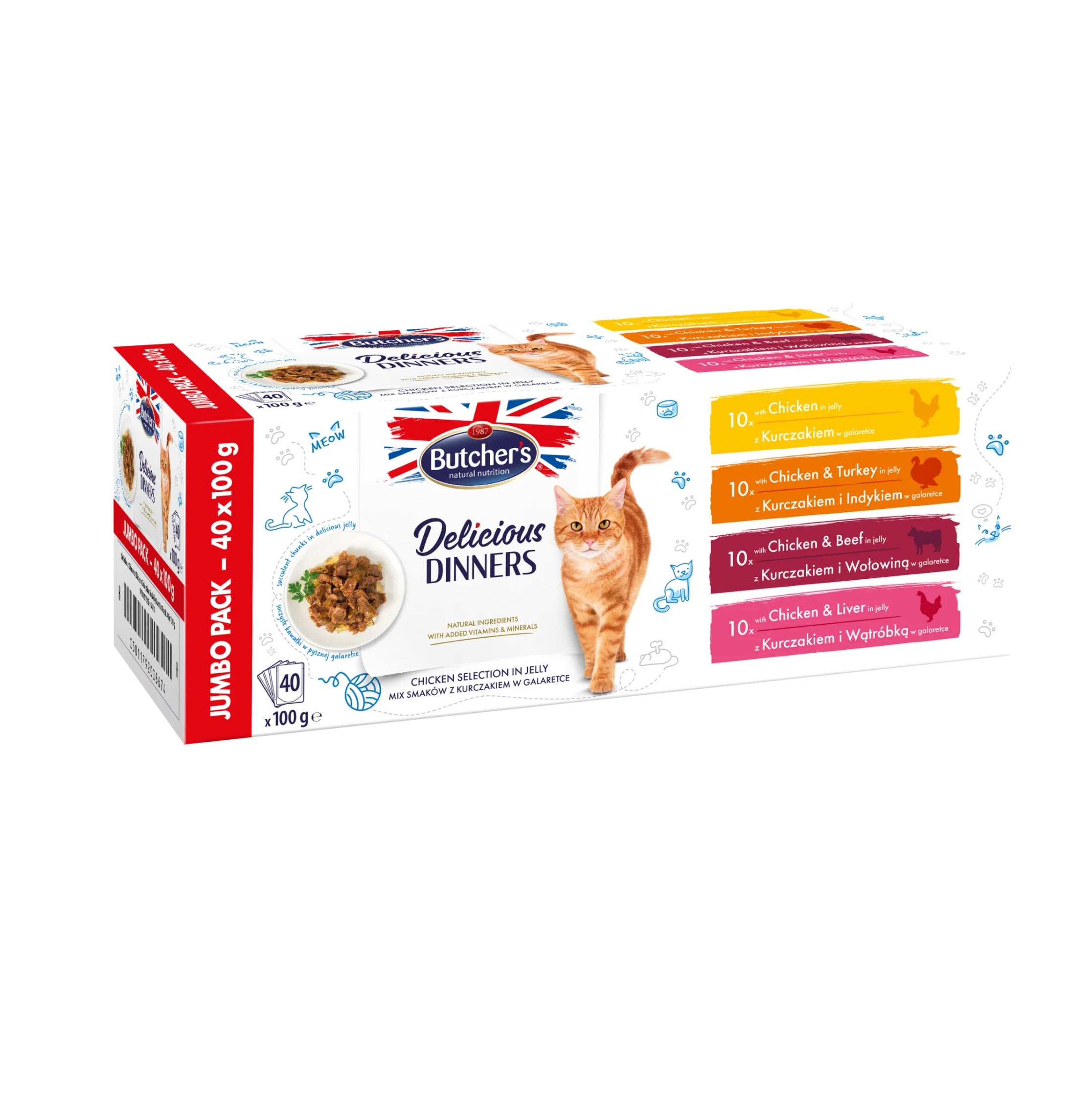 BUTCHER'S Delicious Dinners Jumbo Pack with chicken in jelly - nassfutter für Katzen - 40x100g - foto 1