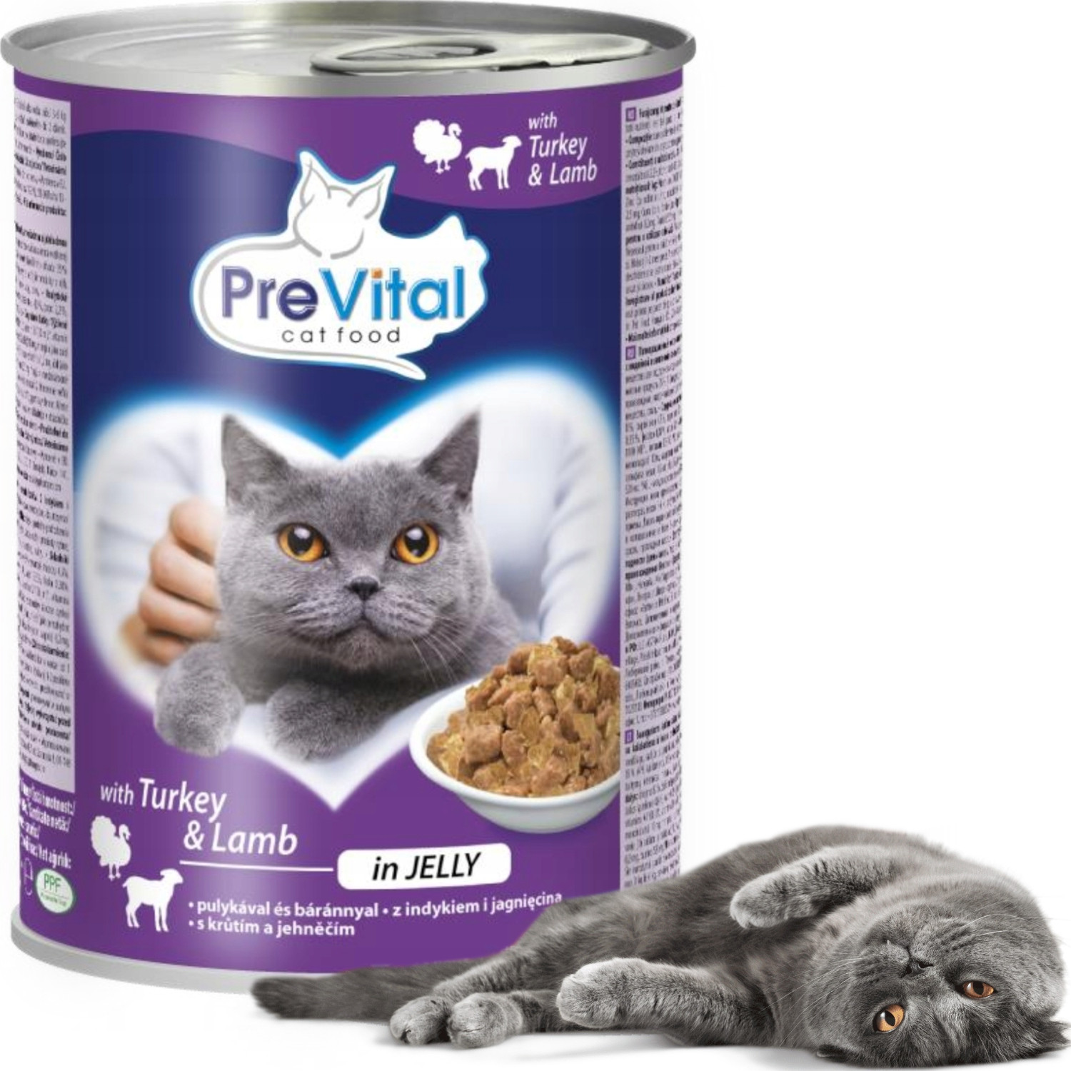 PREVITAL Turkey with lamb in jelly - nassfutter für Katzen - 2x415g - foto 2
