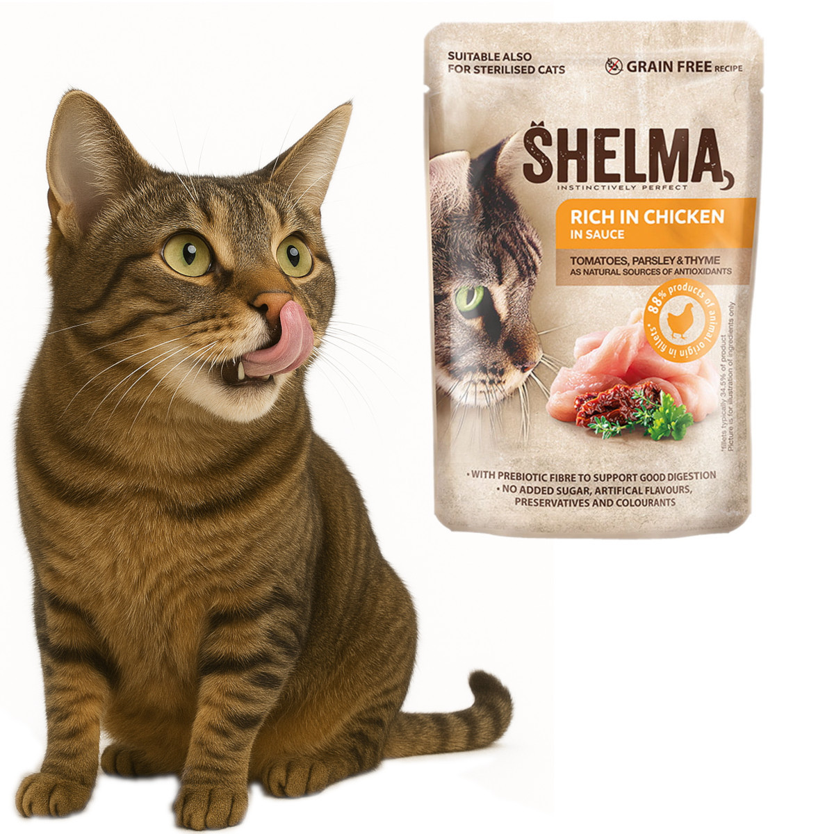 SHELMA Rich in chicken in sauce - nassfutter für Katzen - 85g - foto 8