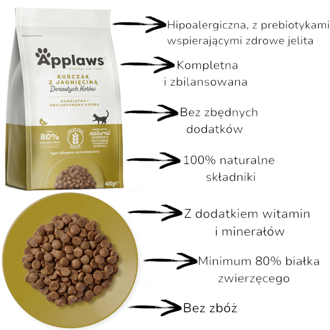 APPLAWS Adult Chicken with lamb - trockenfutter für Katzen - 400g - foto 1