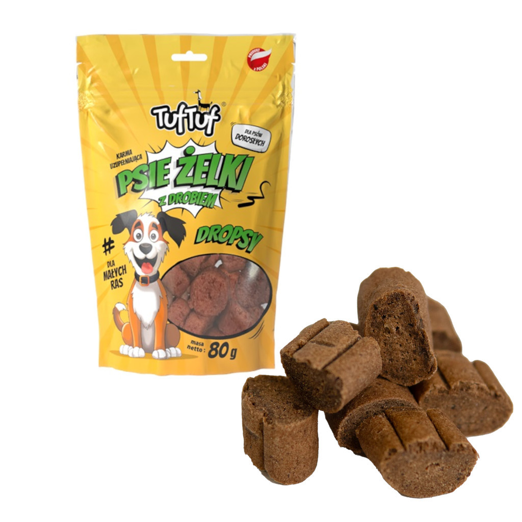 TUF TUF Hundegelee – Bonbons MIX 3 Geschmacksrichtungen – Leckerbissen für Hunde – 12 x 80 g - foto 1