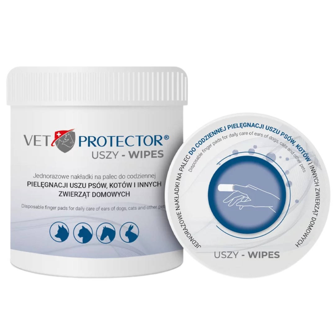 JM SANTE Vet Protector Uszy Wipes - fingerpads zur ohrenreinigung für hunde, katzen und andere tiere – 50 stück - foto 2