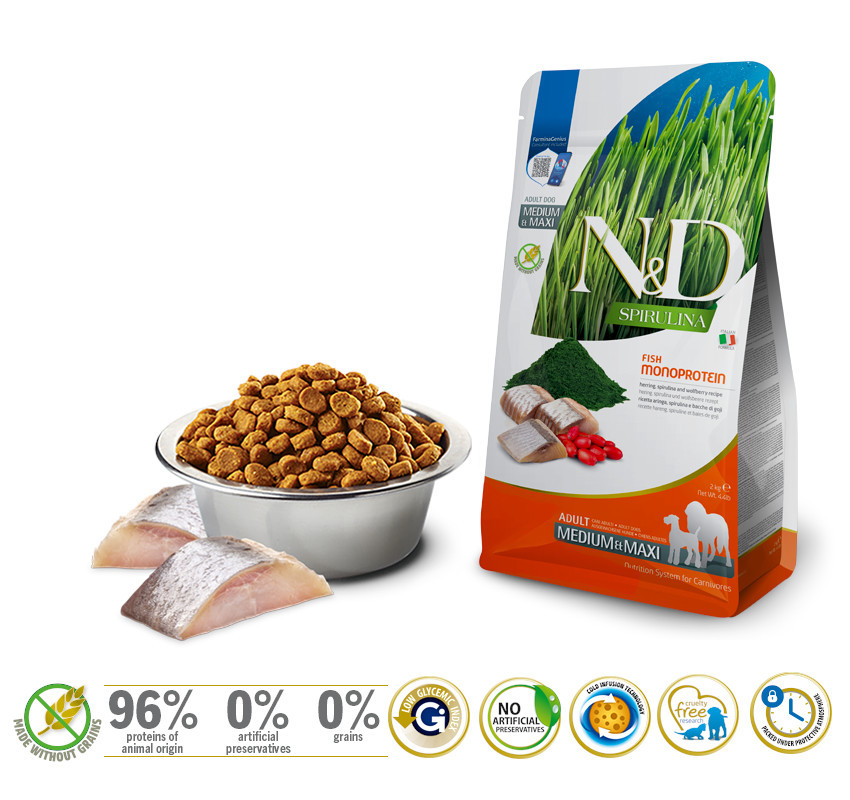 FARMINA N&D Spirulina Herring Adult Med/Maxi - Trockenfutter für Hunde - 7 kg - foto 1