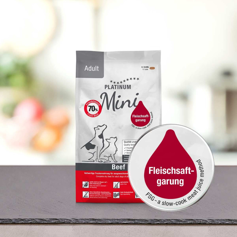 PLATINUM Adult Beef Mini – halbfeuchtes Hundefutter – 900 g + PLATINUM Xmas-Bits Iberico 150 g Leckerli GRATIS - foto 2