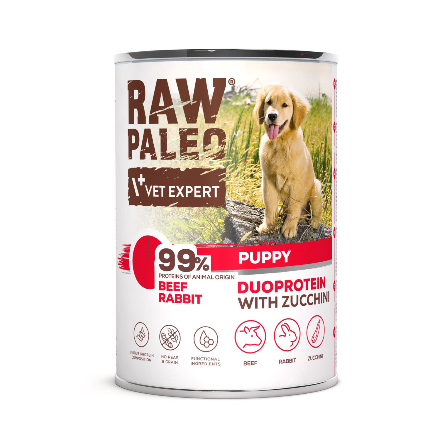 RAW PALEO Duoprotein Beef & Rabbit Puppy - Nassfutter für Hunde - 400g - foto 2