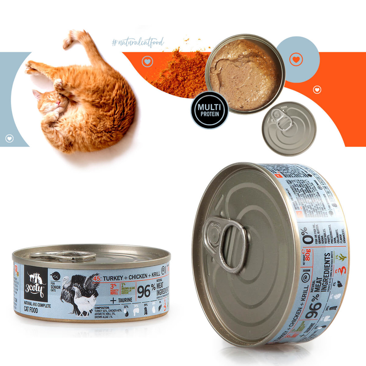 3COTY Turkey with chicken and krill Senior - nassfutter für Katzen - 80g - foto 5