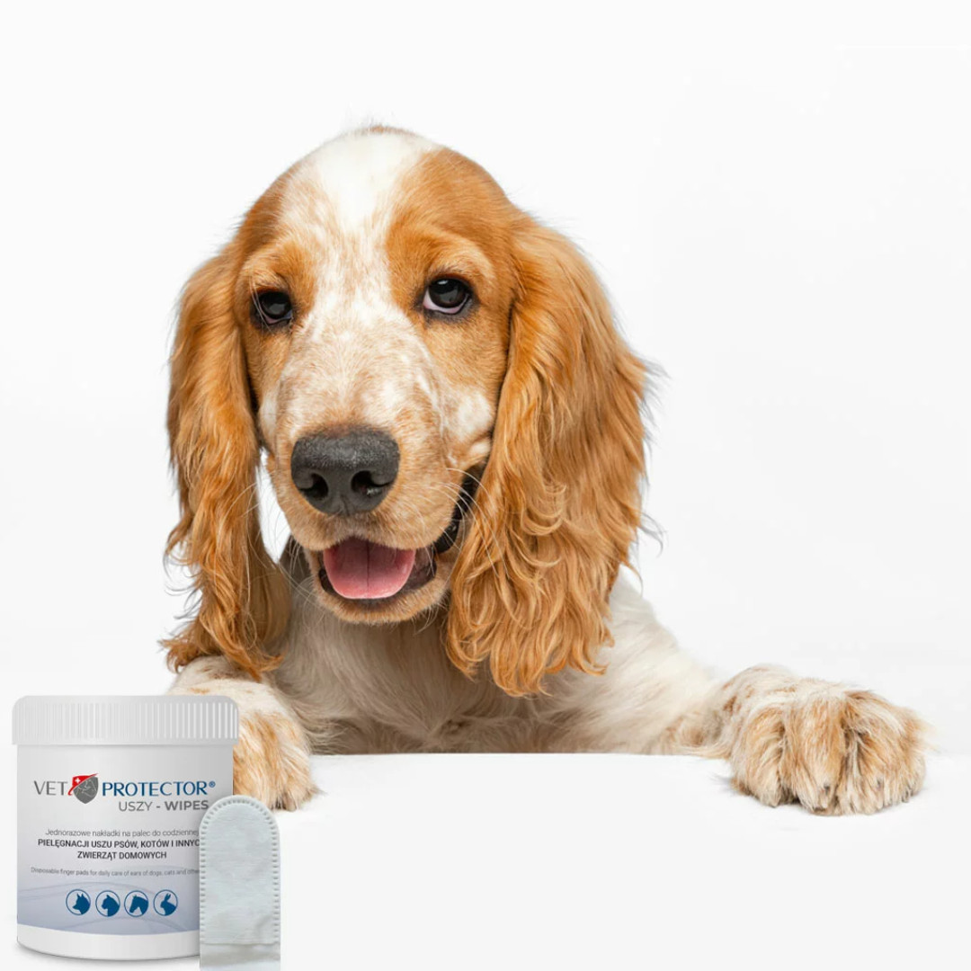 JM SANTE Vet Protector Uszy Wipes - fingerpads zur ohrenreinigung für hunde, katzen und andere tiere – 50 stück - foto 1