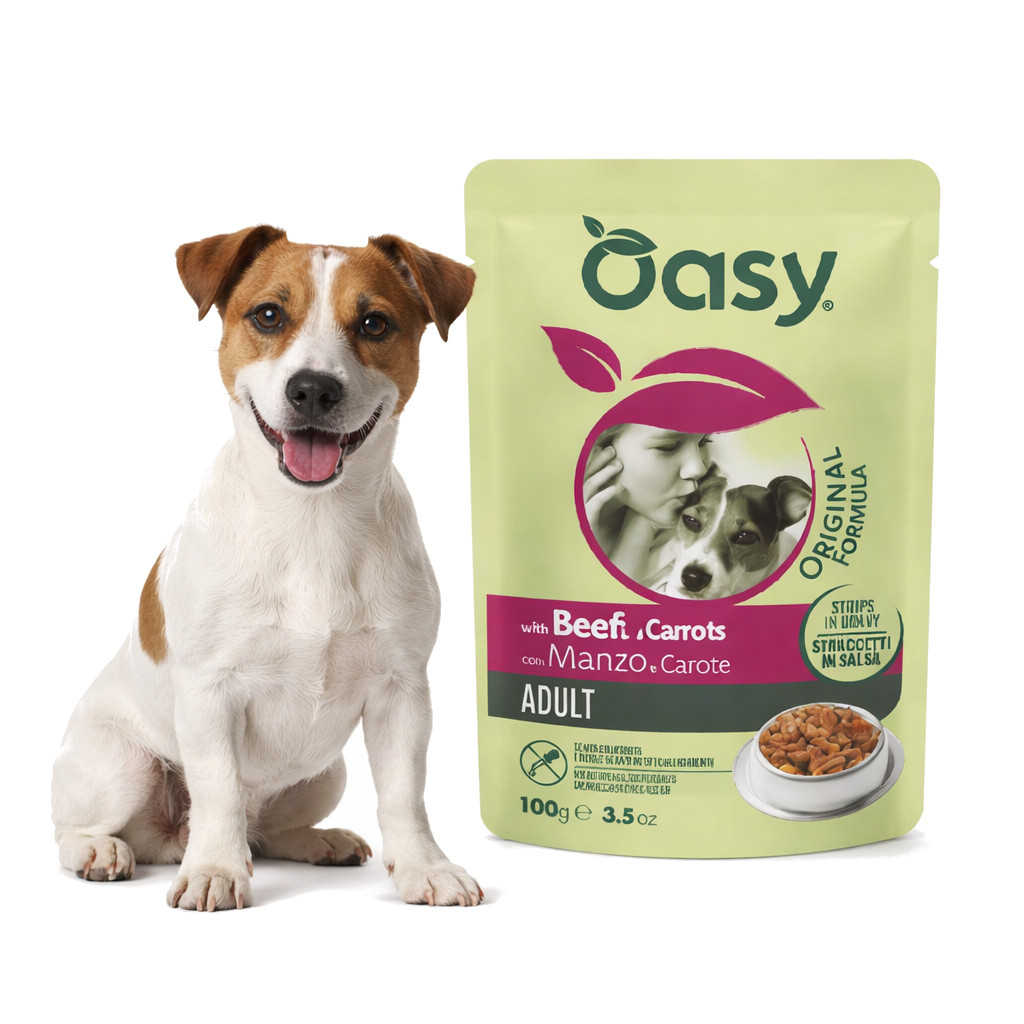 OASY Strips in Gravy Adult with Beef and carrots - Nassfutter für Hunde - 100g - foto 2
