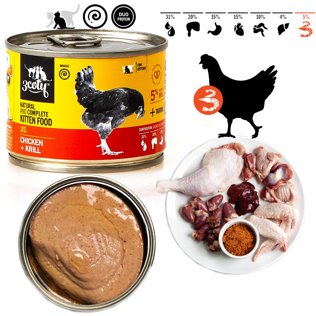 3COTY 35. Chicken and krill (kitten) - nassfutter für Katzen - 180g - foto 2