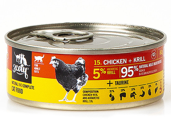 3COTY Chicken with krill - nassfutter für Katzen - 24x80g - foto 5