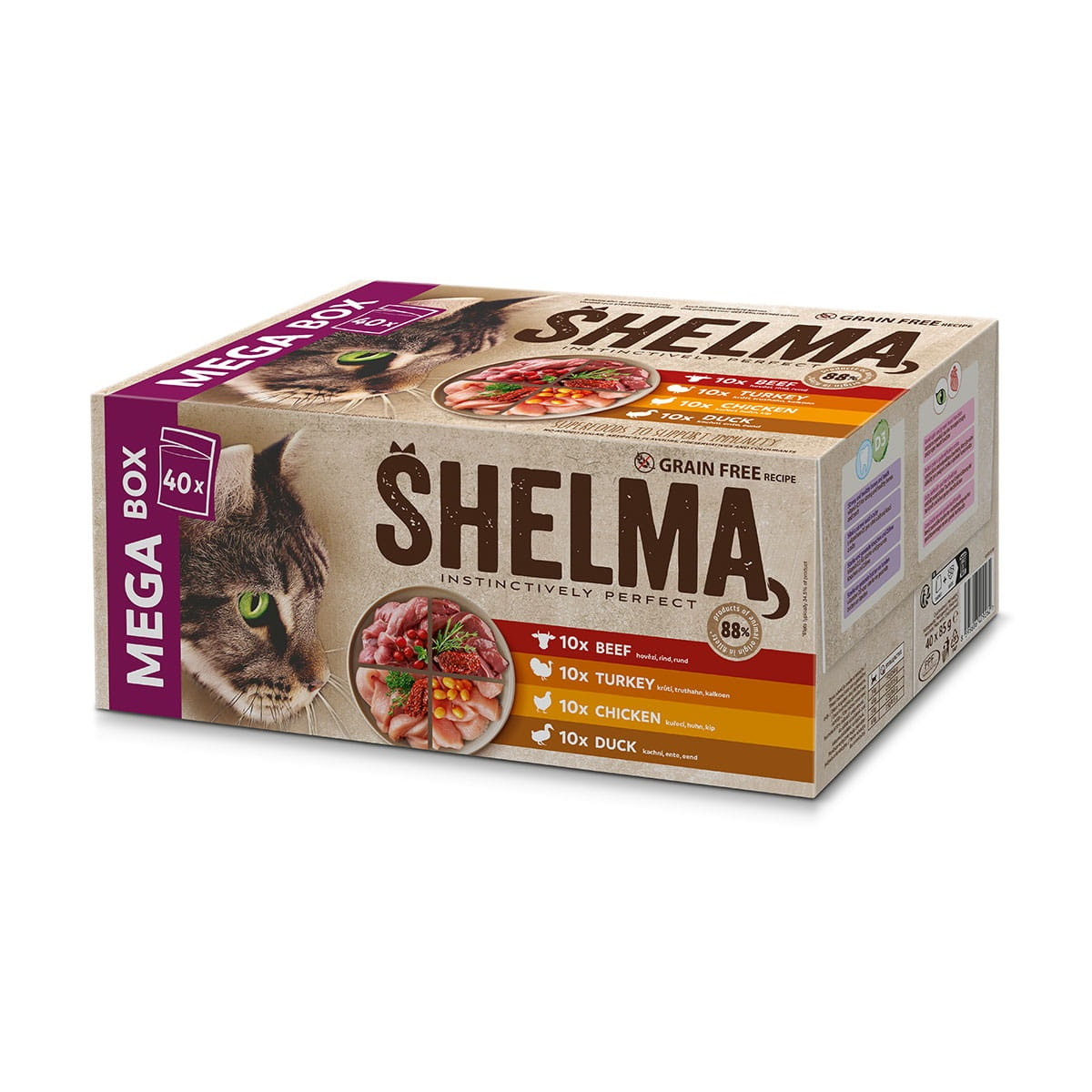 SHELMA with chicken, beef, duck and turkey - nassfutter für Katzen - 40x85g - foto 5