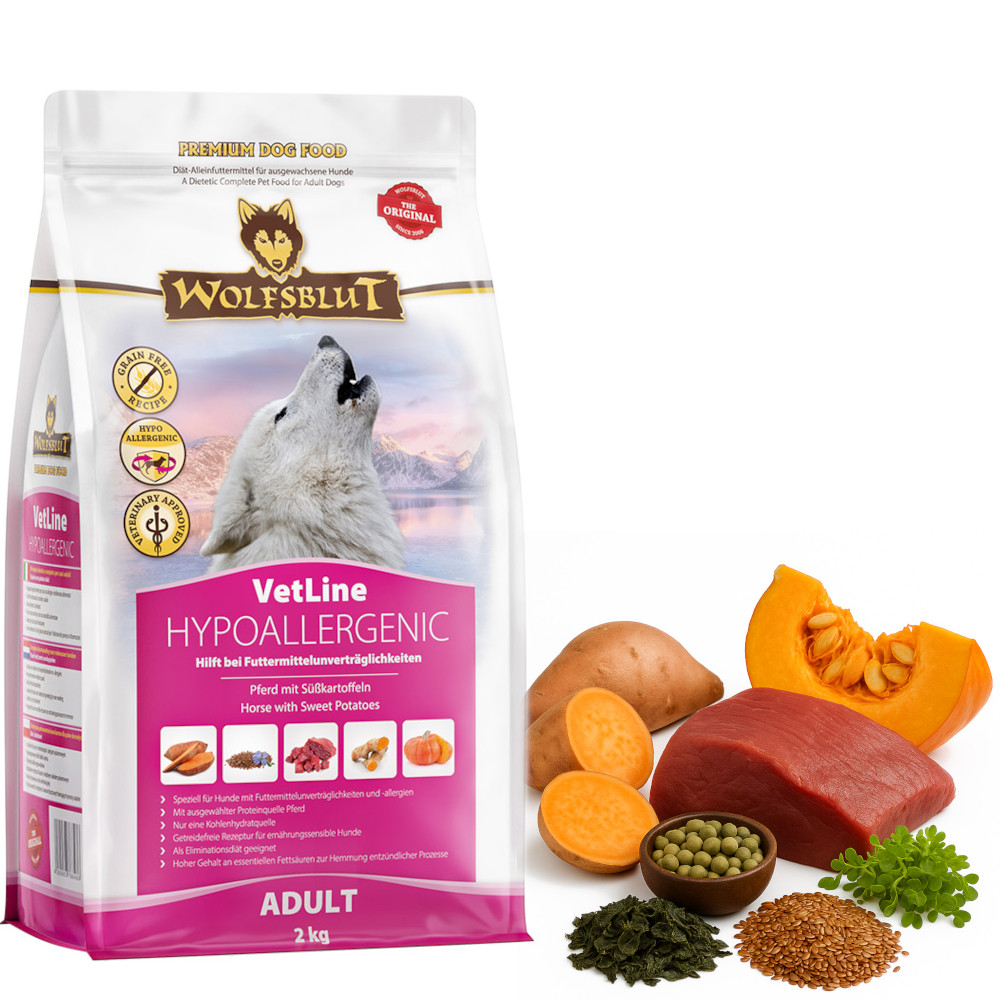 WOLFSBLUT VetLine Hypoallergenic Horse with sweet potatoes - trockenfutter für Hunde - 2kg - foto 6