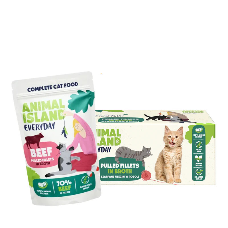 ANIMAL ISLAND Beef in broth - nassfutter für Katzen - 40x85g - foto 1