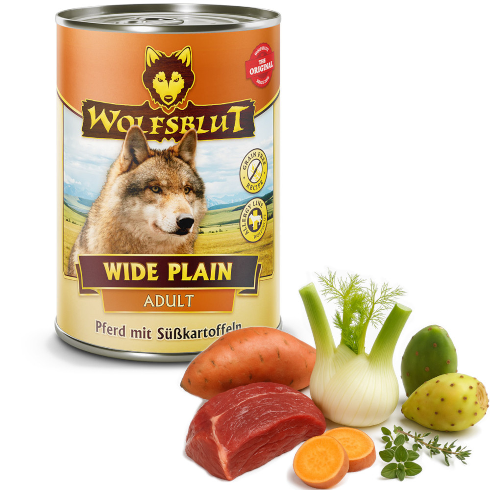 WOLFSBLUT Wide Plain Horse meat with sweet potatoes - Nassfutter für Hunde - 395g - foto 4