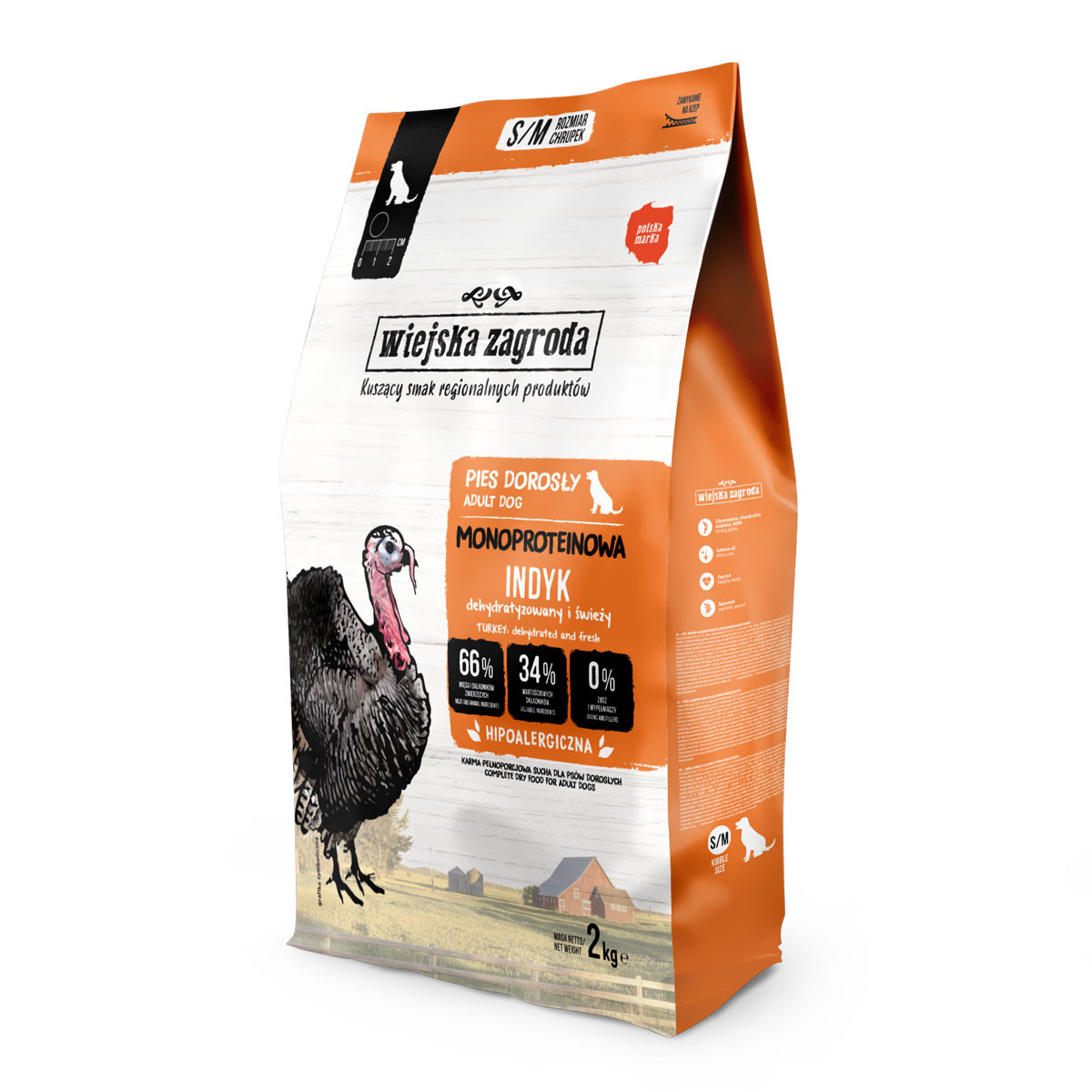WIEJSKA ZAGRODA Monoprotein Turkey S/M - trockenfutter für Hunde - 2kg - foto 1