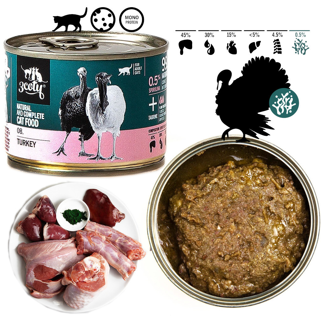 3COTY 08. Turkey - nassfutter für Katzen - 12x180g - foto 2