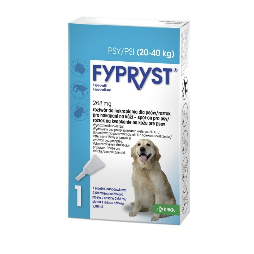 FYPRYST 268mg L (20-40kg) - tropfen gegen flöhe und zecken für hunde – 1x2,68ml - foto 1