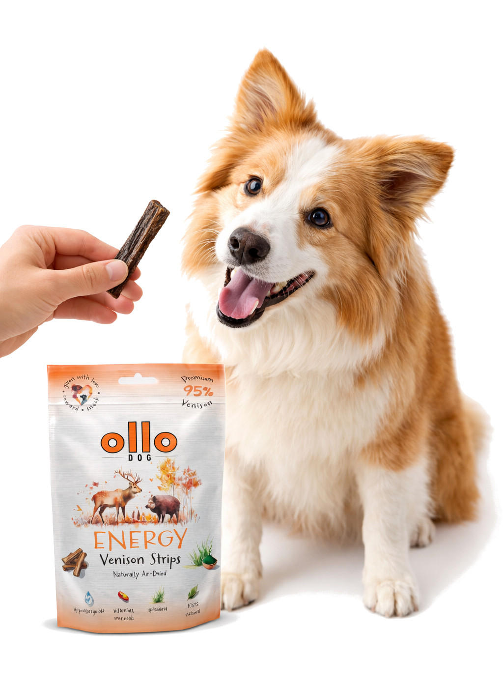 OLLO Air-Dried Energy Venison strips - leckerli für hunde - 80g - foto 3