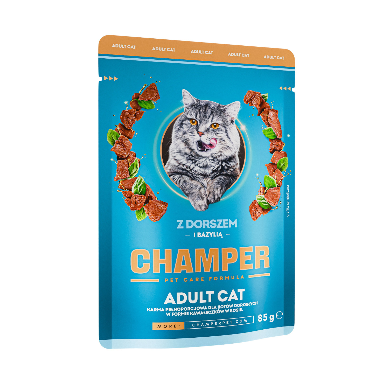 CHAMPER with cod and basil - nassfutter für Katzen - 85g - foto 1