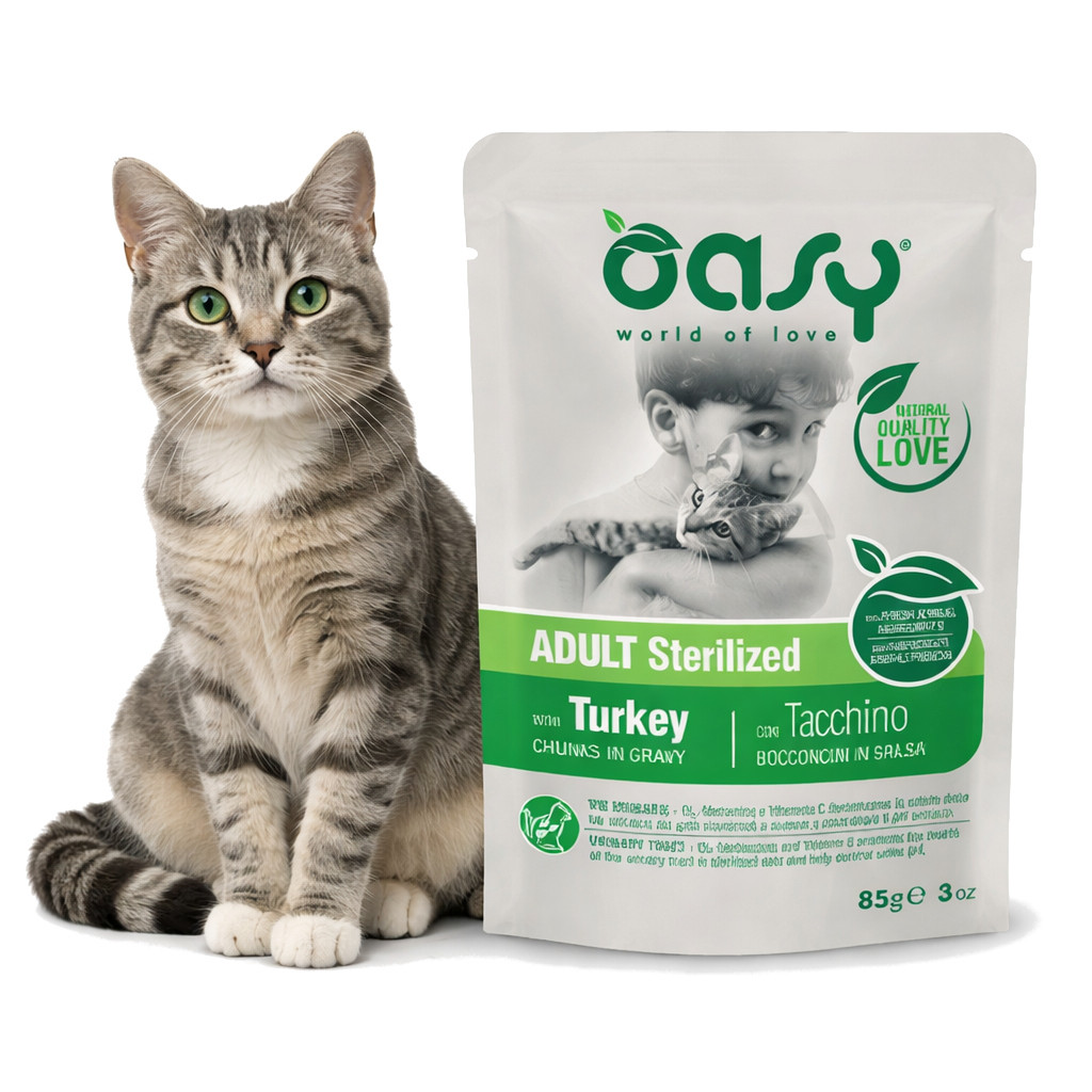 OASY Chunks in gravy Sterilized Turkey - nassfutter für Katzen - 85g - foto 2