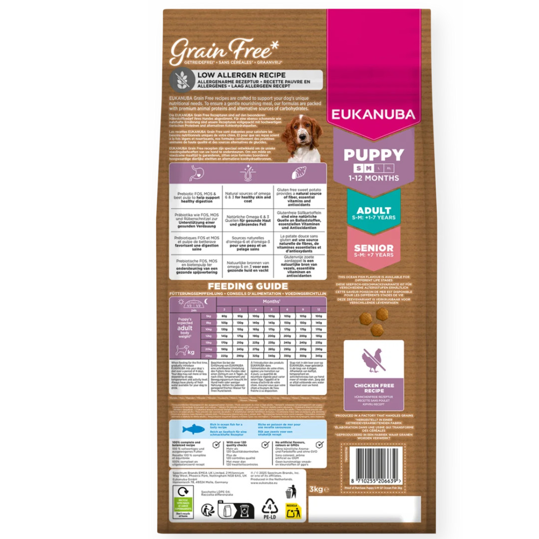 EUKANUBA Grain Free Puppy Small/Medium Ocean Fish - trockenfutter für Hunde - 3kg - foto 3