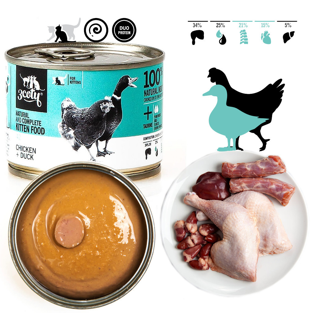 3COTY 42. Chicken and duck (kitten) - nassfutter für Katzen - 180g - foto 2