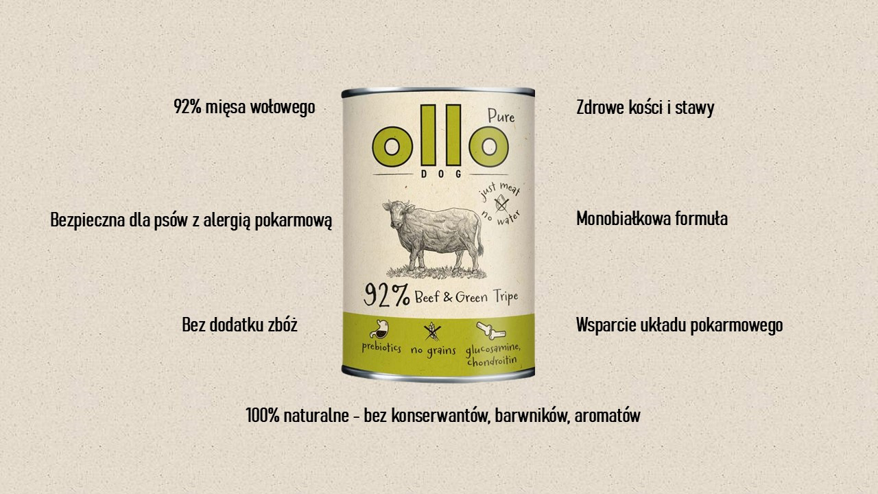 OLLO Pure Beef and Green tripe - Nassfutter für Hunde - 400g - foto 1