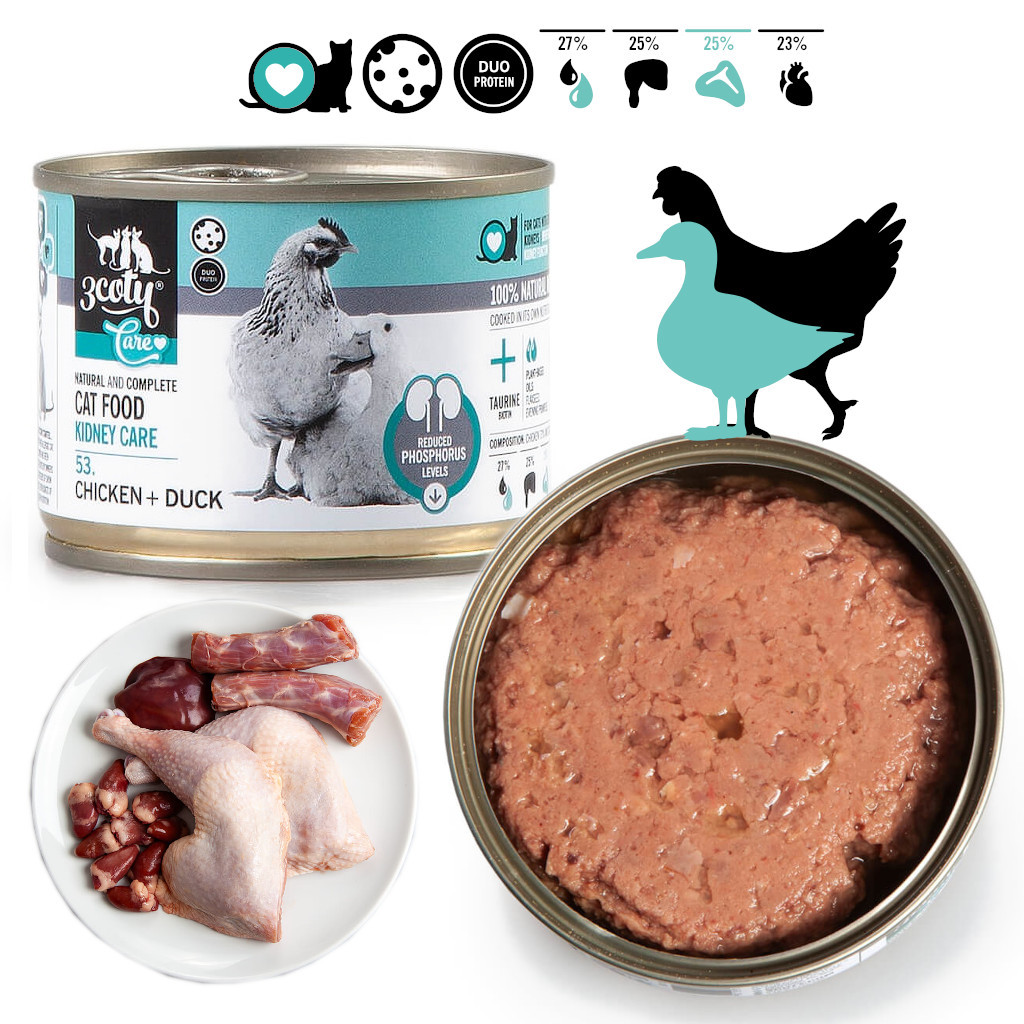 3COTY 53. Chicken + duck Kidney Care - nassfutter für Katzen - 180g - foto 2