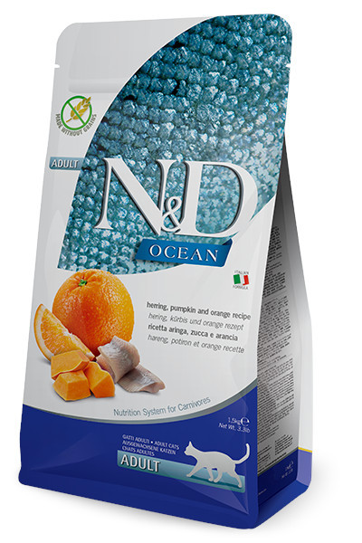FARMINA N&D Ocean Herring Pumpkin&Orange Adult - Trockenfutter für Katzen - 1,5 kg - foto 2