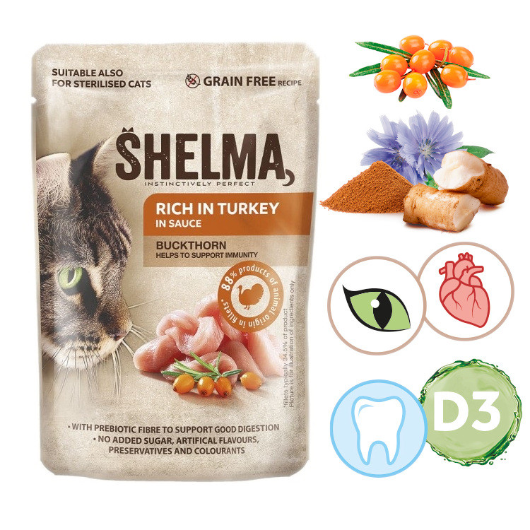 SHELMA Rich in turkey in sauce - nassfutter für Katzen - 85g - foto 6